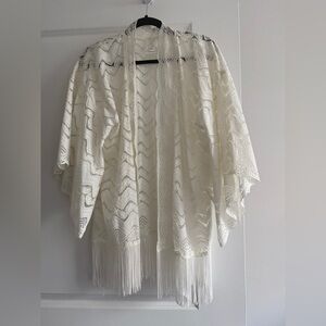 Anna Sui Elegant Cream Fringe Kimono